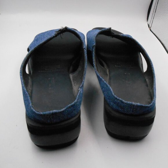 L.L. BEAN BLUE SLIDE SANDALS SHOES LEATHER LINING 6.5 SIZE HTF MADE IN MEXICO - Picture 3 of 11